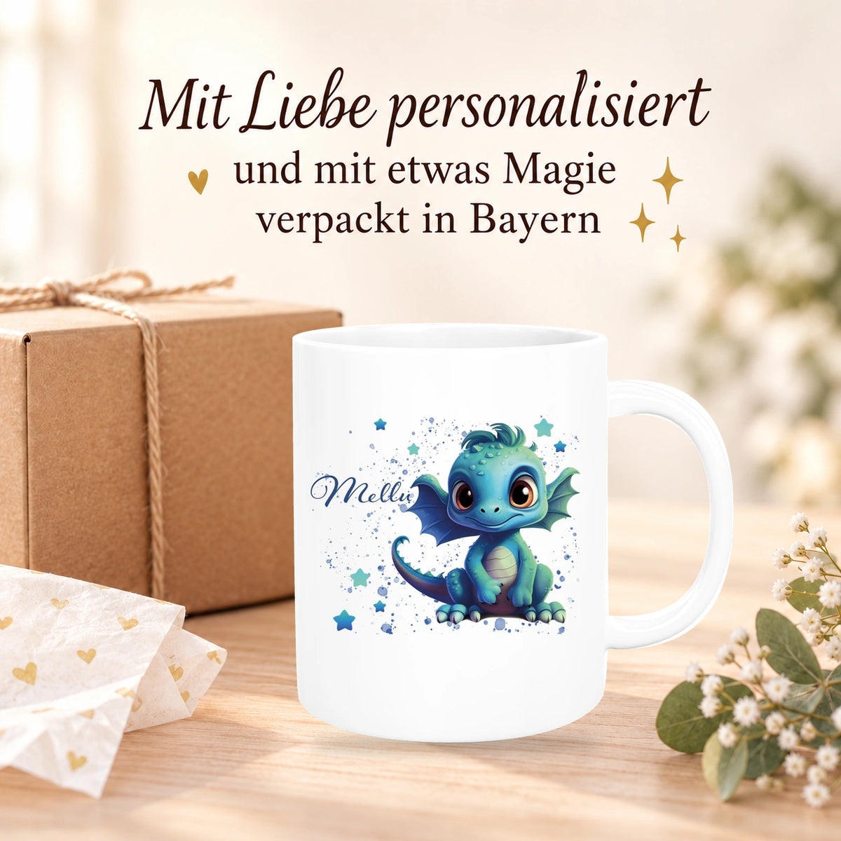 MUCKKI-PRO:9bcaf40b9cdd7d1cef7df468275a392613b98bfc5c9c32f4cb9bd87c2df3ce95:Tasse Wunschname Drache 2 Keramik Kinderbecher versch. Farben