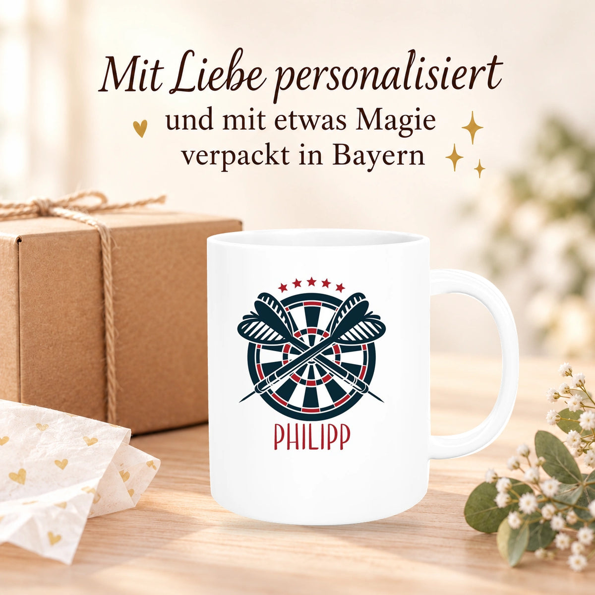 Tasse Dart 1 Wunschname Keramik Kinderbecher personalisiert versch. Farben