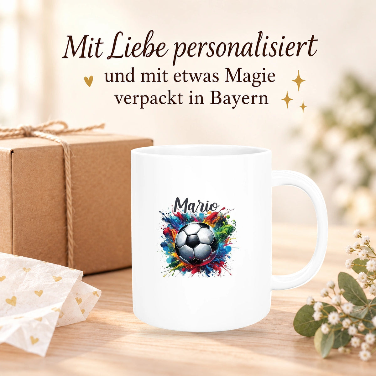 Tasse Wunschname Fußball 12 Personalisiert Keramik Kinderbecher versch. Farben