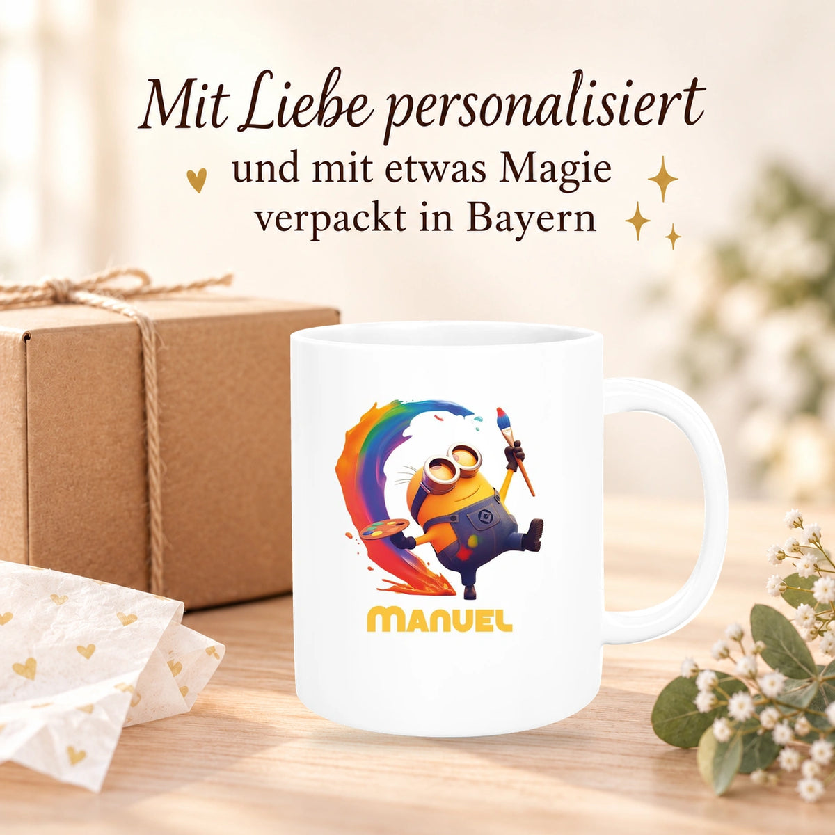 Tasse Minions Kinder Minion 4 Maler Wunschname Keramik Kinderbecher personalisiert versch. Farben