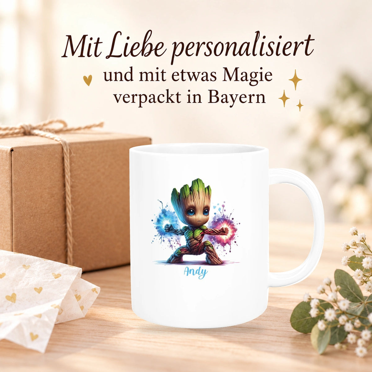 Tasse Wunschname Baby-Groot 8 Keramik Kinderbecher personalisiert versch. Farben