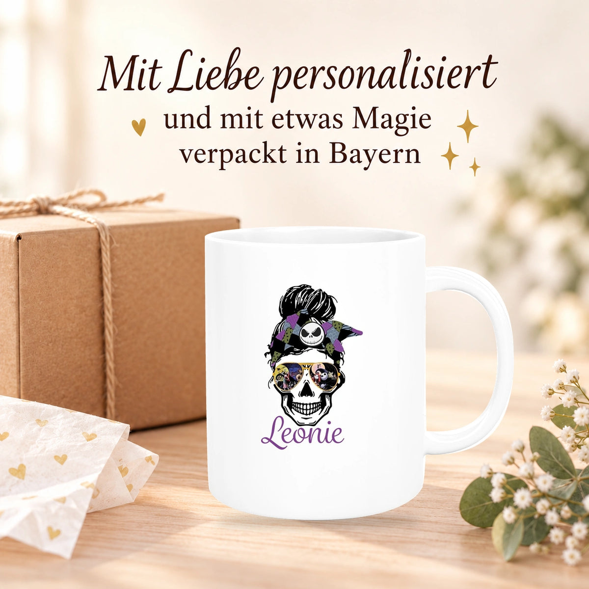 MUCKKI-PRO:a1aff482d060664530048f19a22407bddd2261d8cd1dad166698f34dff0d56f8:Tasse Wunschname Weihnachten Nightmare before Christmas 8 Keramik versch. Farben