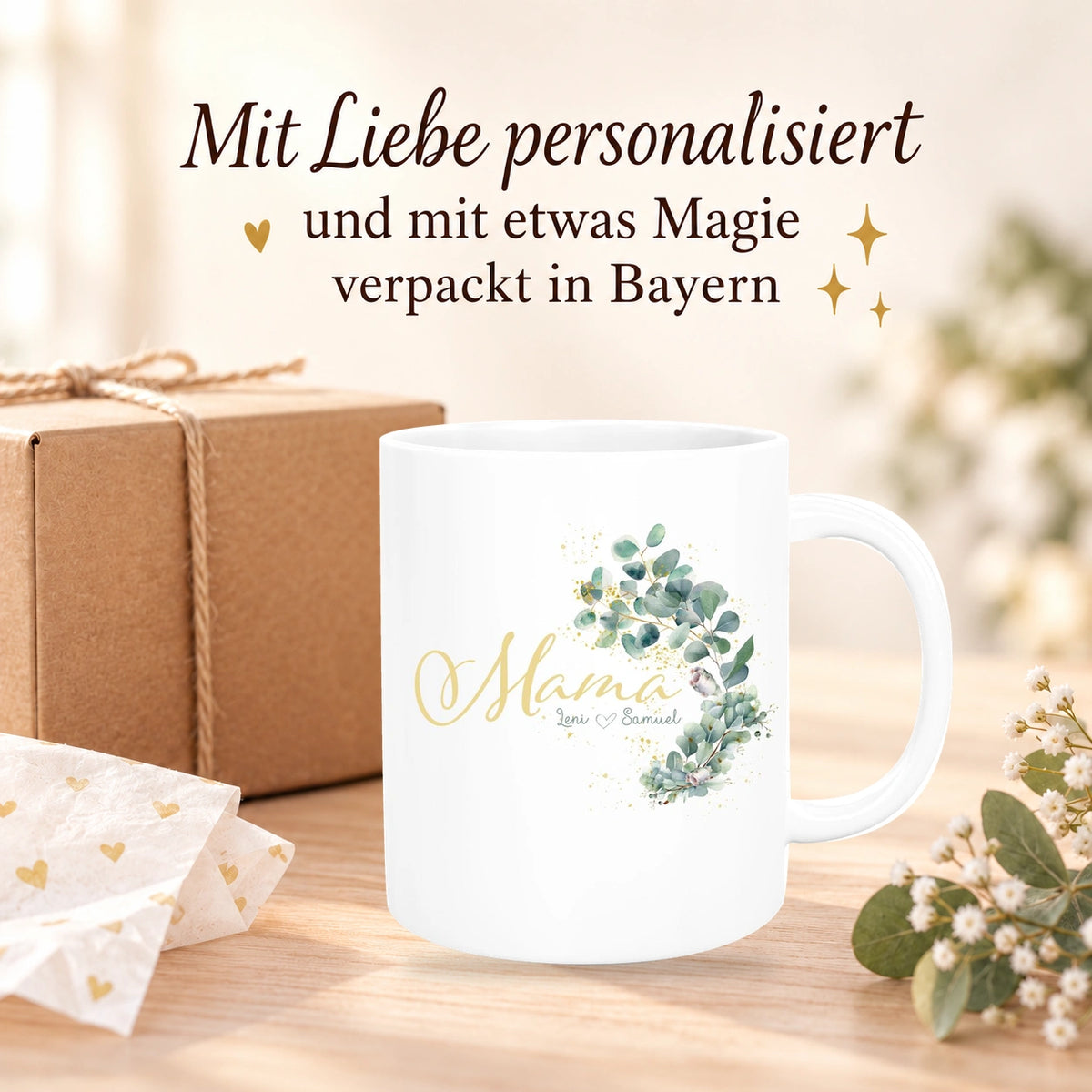 MUCKKI-PRO:2edcaa16ed582ff40e1e53d72a42437d218d5fa5008c9b52898ca0881fee4ed2:Tasse Muttertag 8 Wunschnamen Keramik Personalisiert versch. Farben