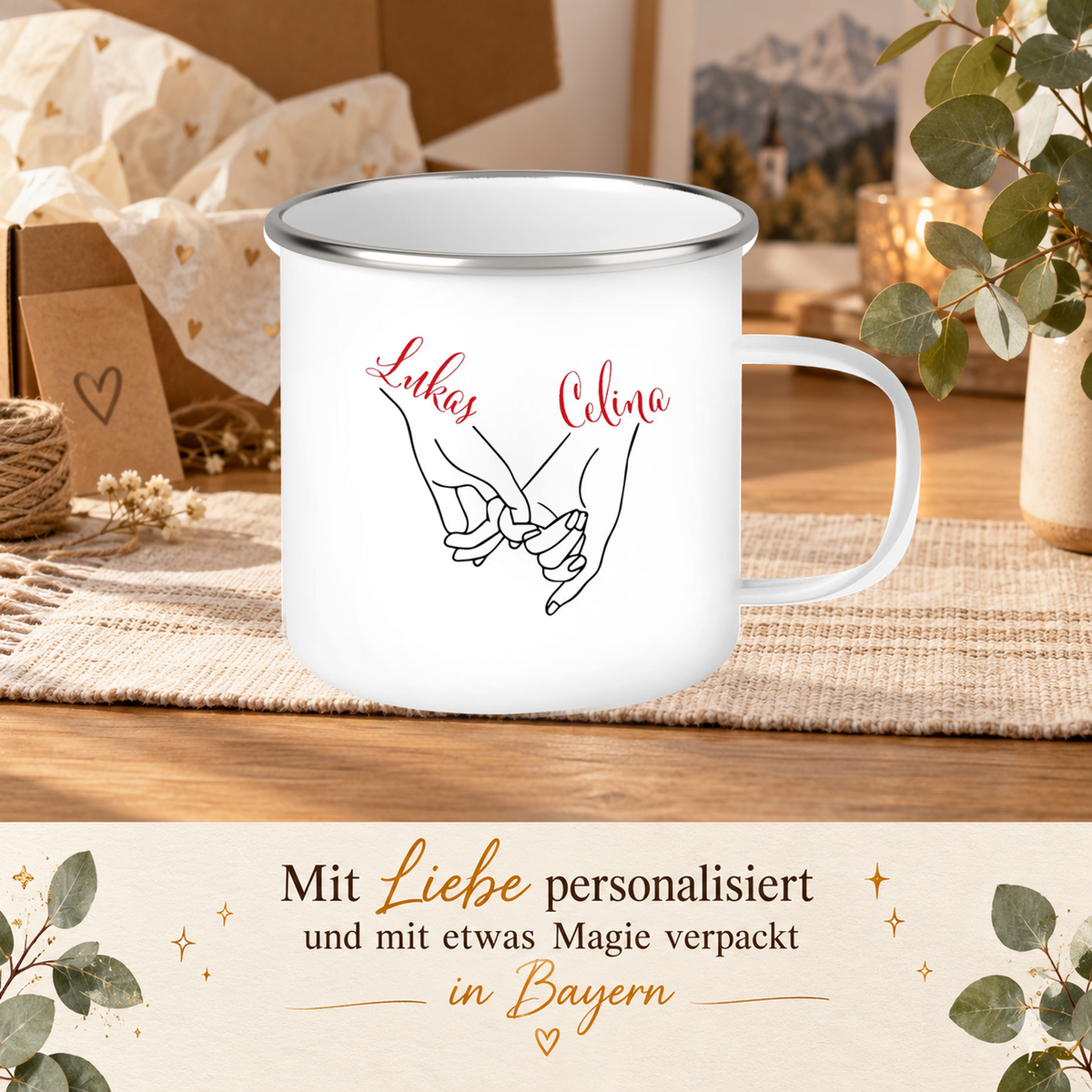 MUCKKI-PRO:d5d1207865597354638896210b48a7bee65e559ef3e98606338d0a61426c2f30:Tasse Hände Valentinstag 5 Wunschnamen Emaille personalisiert
