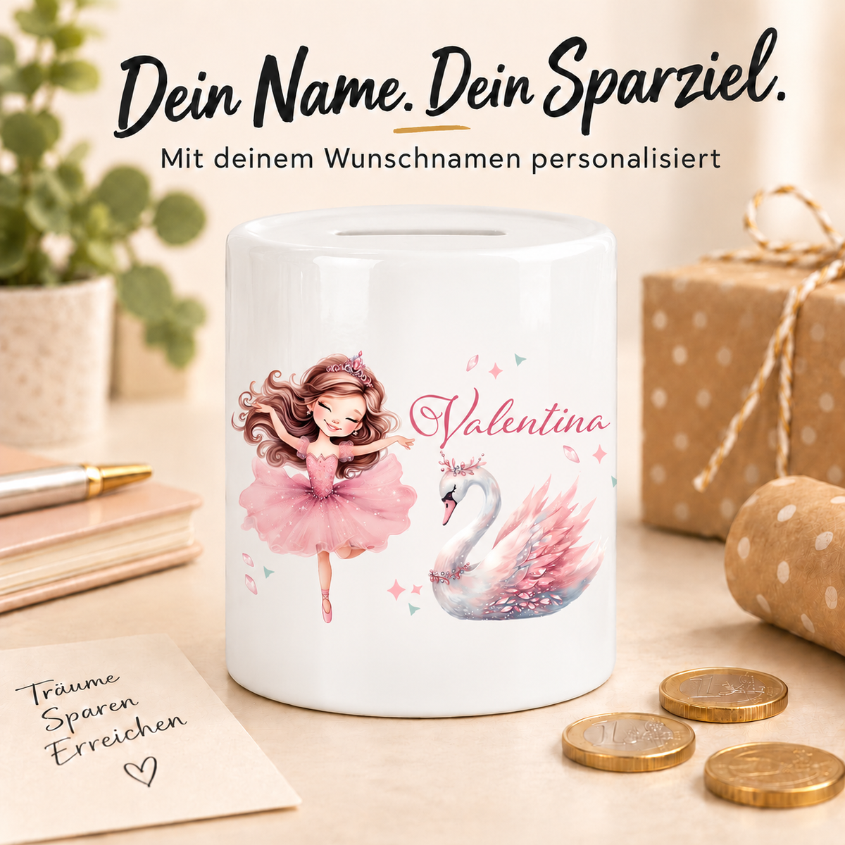 MUCKKI-PRO:cbf10289cf4dc73989a00201be6e3039ab2ba359c7e8c74dd5ef1de6ea4b2876:Spardose mit Wunschname Ballerina 2 personalisiert