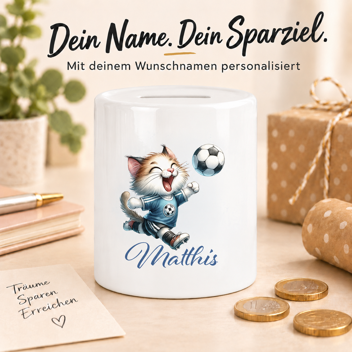 MUCKKI-PRO:009dfc5bdc57919843e148b53c767154e7b9e25b3708e71021c026ab8cb12b04:Spardose mit Wunschname Fußball  18 personalisiert