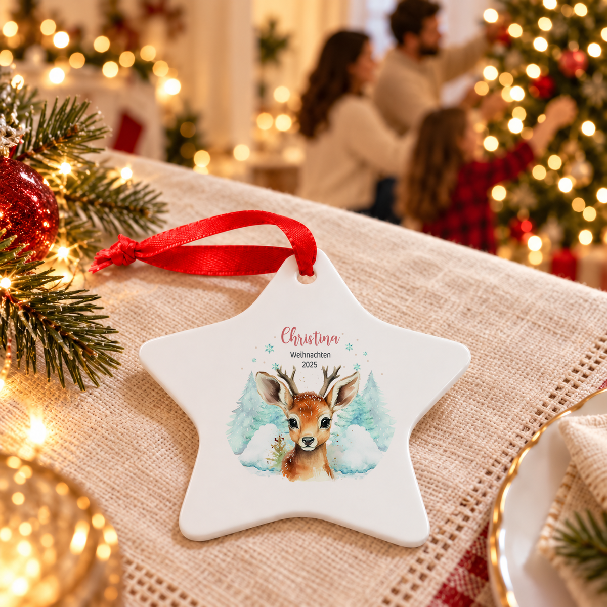 MUCKKI-PRO:dea658b96f180e31366619e00725fa0d33002f77cb91702fa89c2353b8b28c65:Weihnachtsanhänger personalisiert Rentier Kind mit Wunschnamen – Rund, Stern, Herz oder Glocke