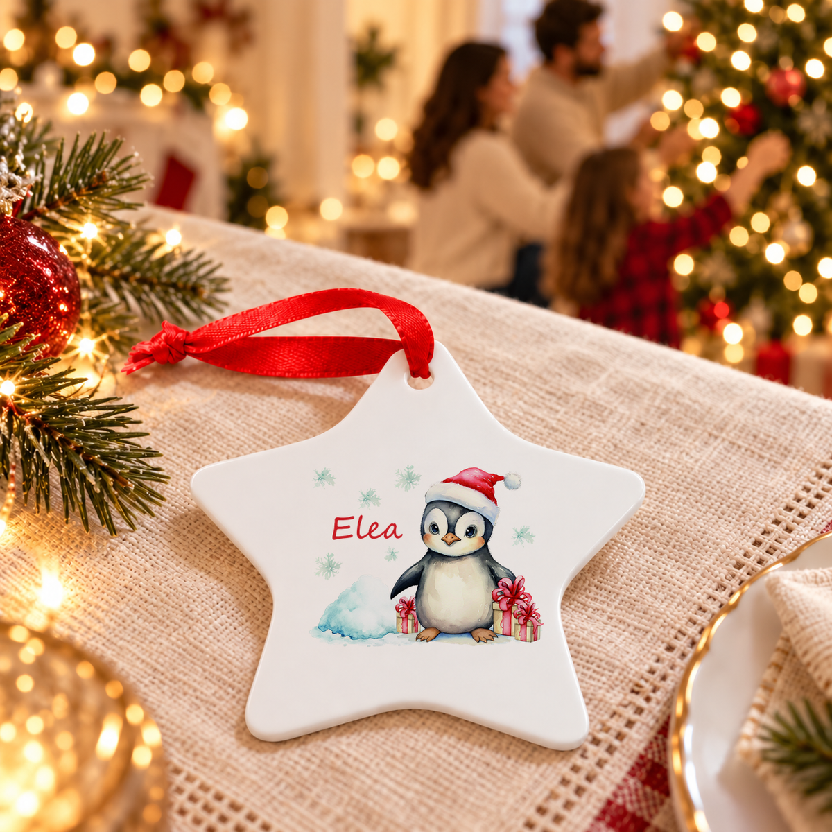 MUCKKI-PRO:2d9a102887ac92a4d78b55db35c5492f198d42cf17c708afcf705eb847ca7b6d:Weihnachtsanhänger personalisiert Pinguin – mein erstes Weihnachten mit Wunschnamen – Rund, Stern, Herz oder Glocke