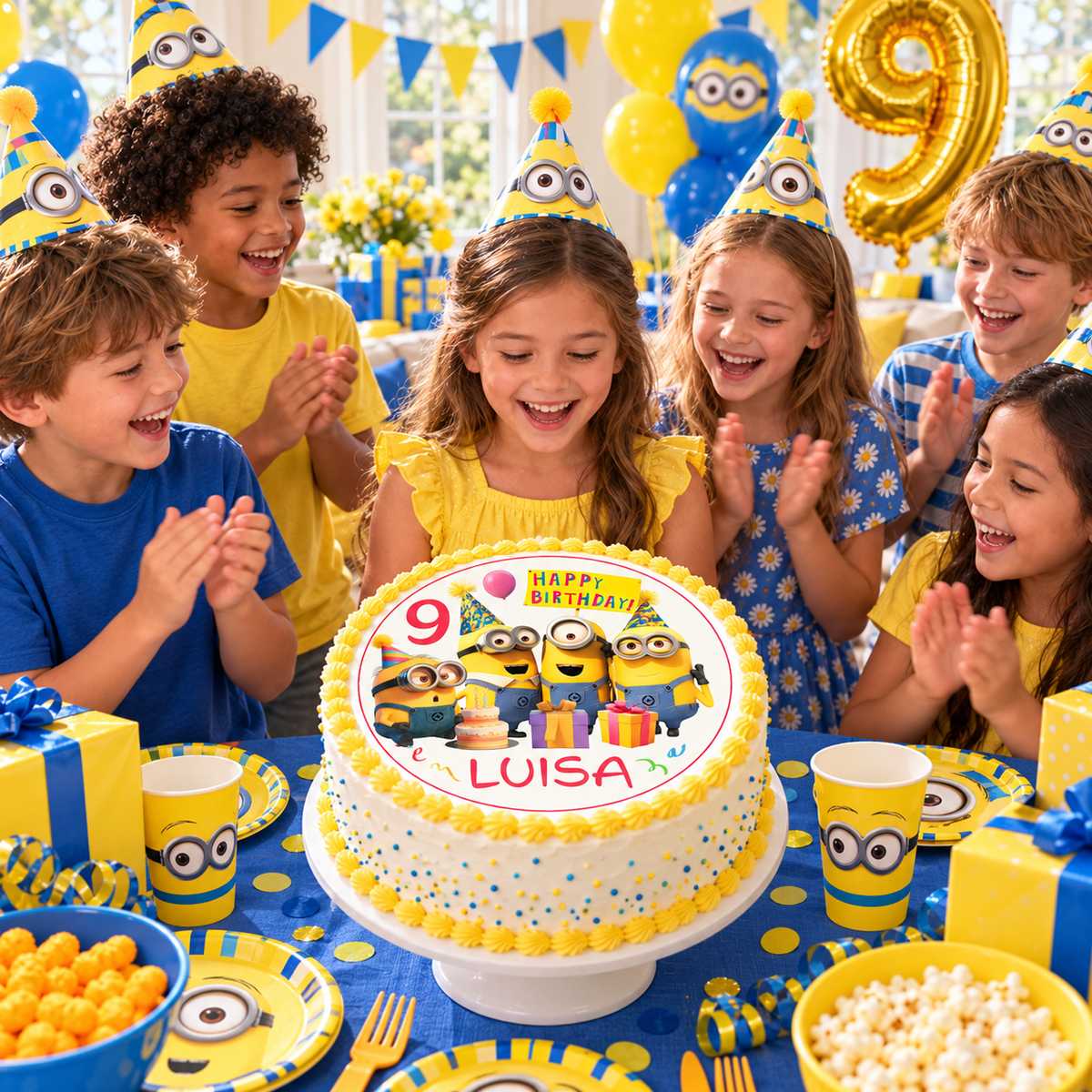 Tortenaufleger Geburtstag Minions 5 – Magische Kuchendekoration für Kindergeburtstage