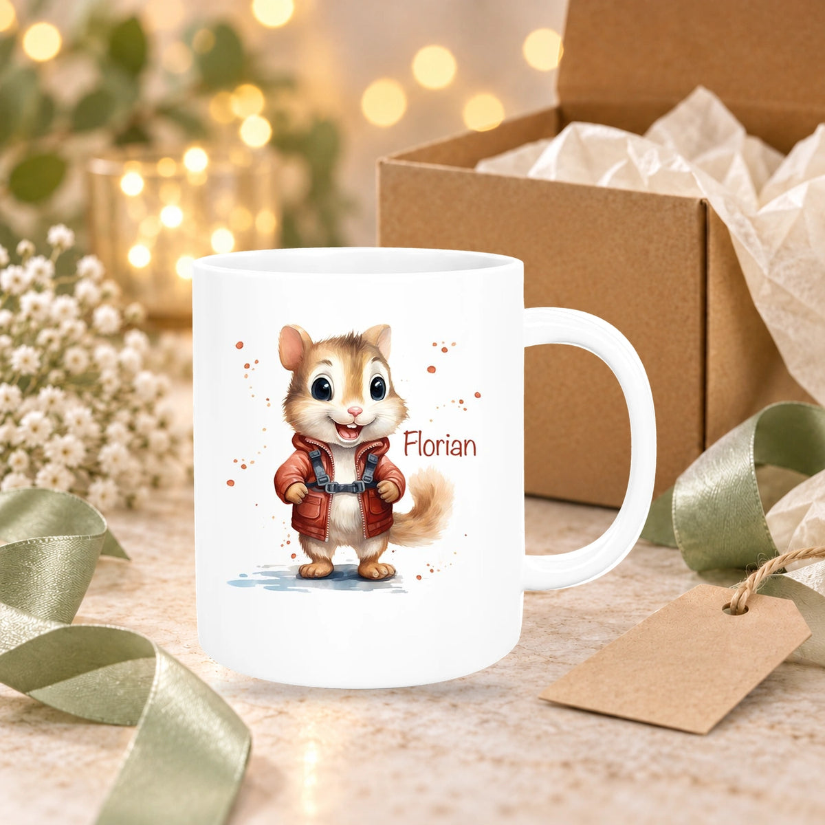 Tasse Wunschname Chipmunk 1 Keramik Kinderbecher personalisiert versch. Farben