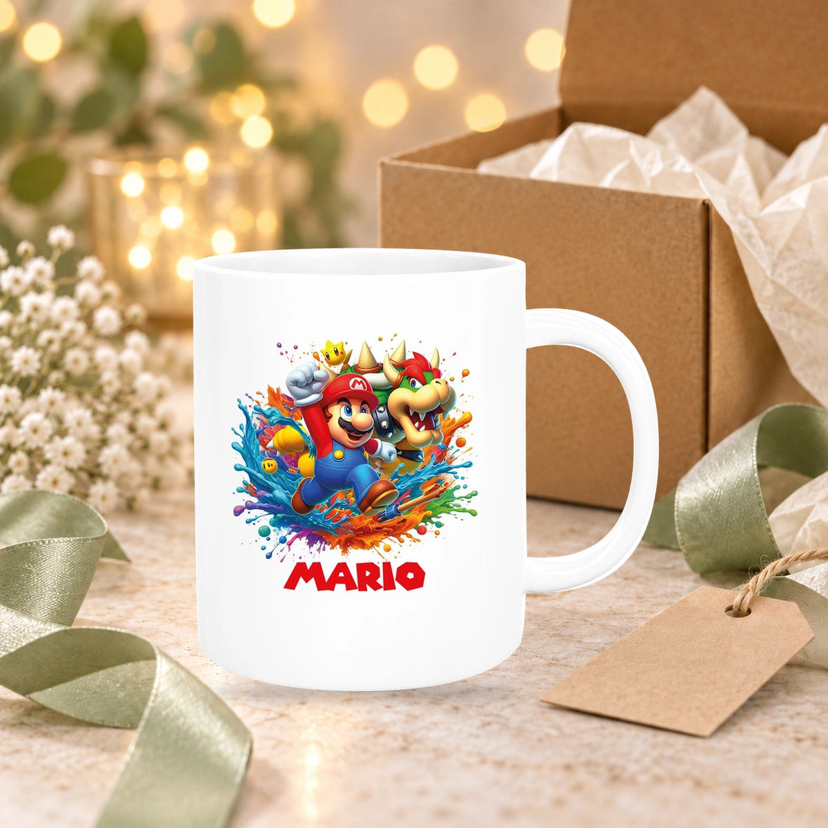 Tasse Wunschname Super-Mario 5 Keramik Kinderbecher personalisiert versch. Farben
