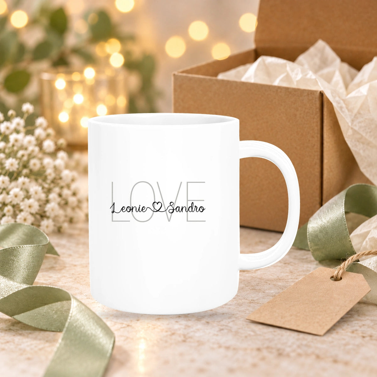 MUCKKI-PRO:c15356f5305ca8faffdea5dbcd8e174d7846bc81d45cdbb1b1f7103d8a865108:Tasse Liebe - Spruch "LOVE" Valentinstag Wunschnamen Keramik personalisiert versch. Farben