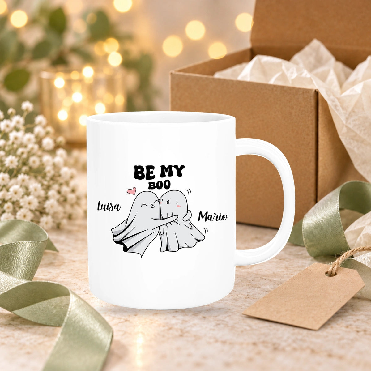 Tasse Liebe - BE MY BOO Valentinstag Wunschnamen Keramik personalisiert versch. Farben