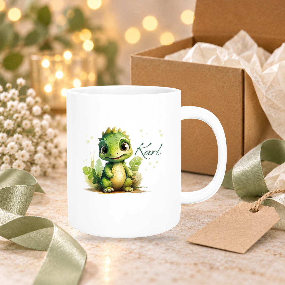 Tasse Dino 16 Wunschname Keramik Kinderbecher Personalisiert versch. Farben