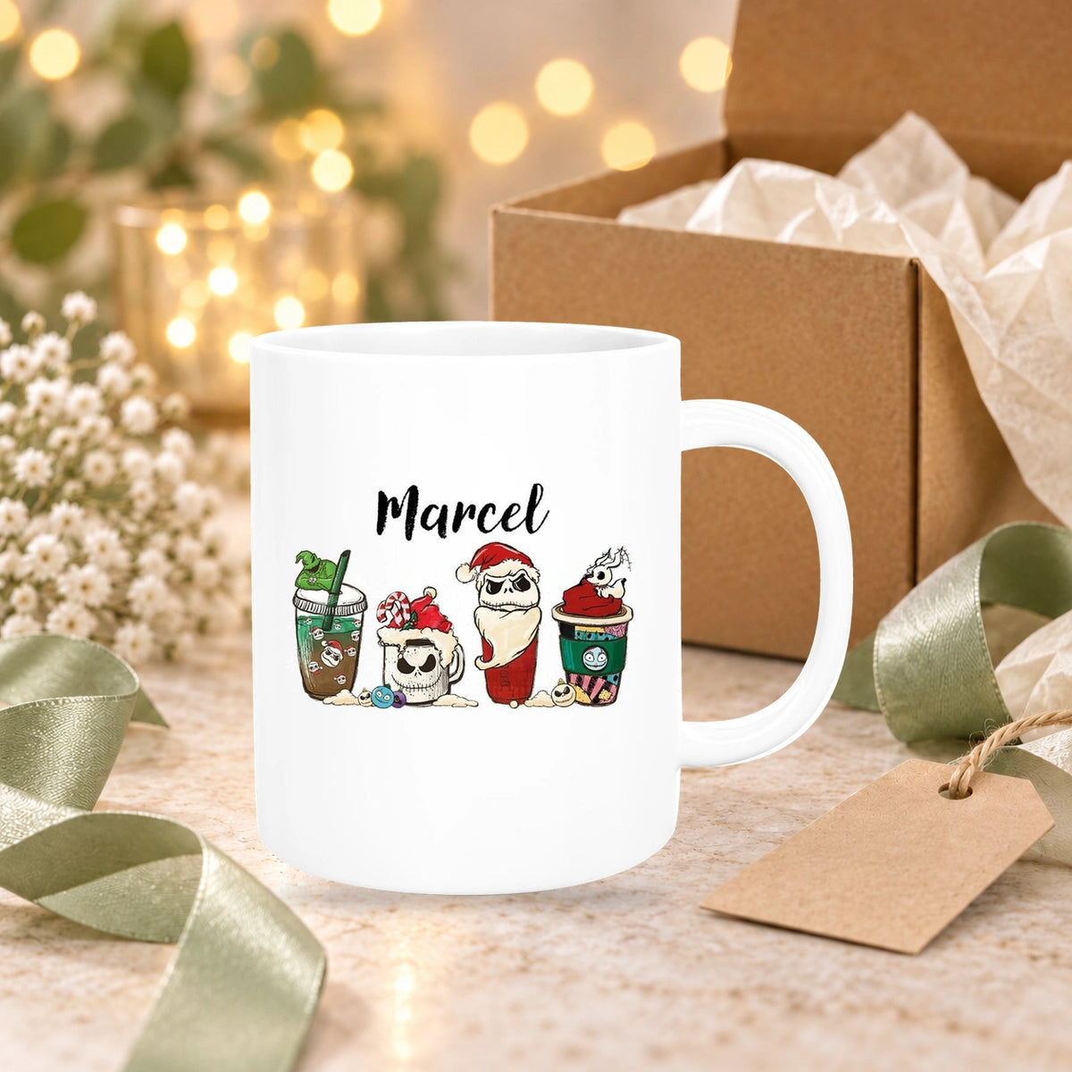 Tasse Wunschname Weihnachten Nightmare before Christmas 9 Keramik versch. Farben