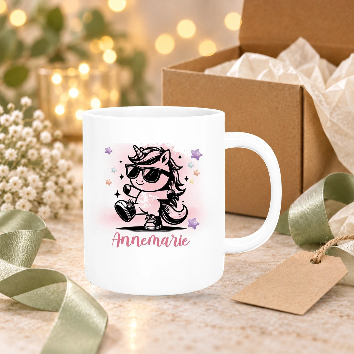 Tasse Wunschname Einhorn 11 Keramik Kinderbecher personalisiert versch. Farben