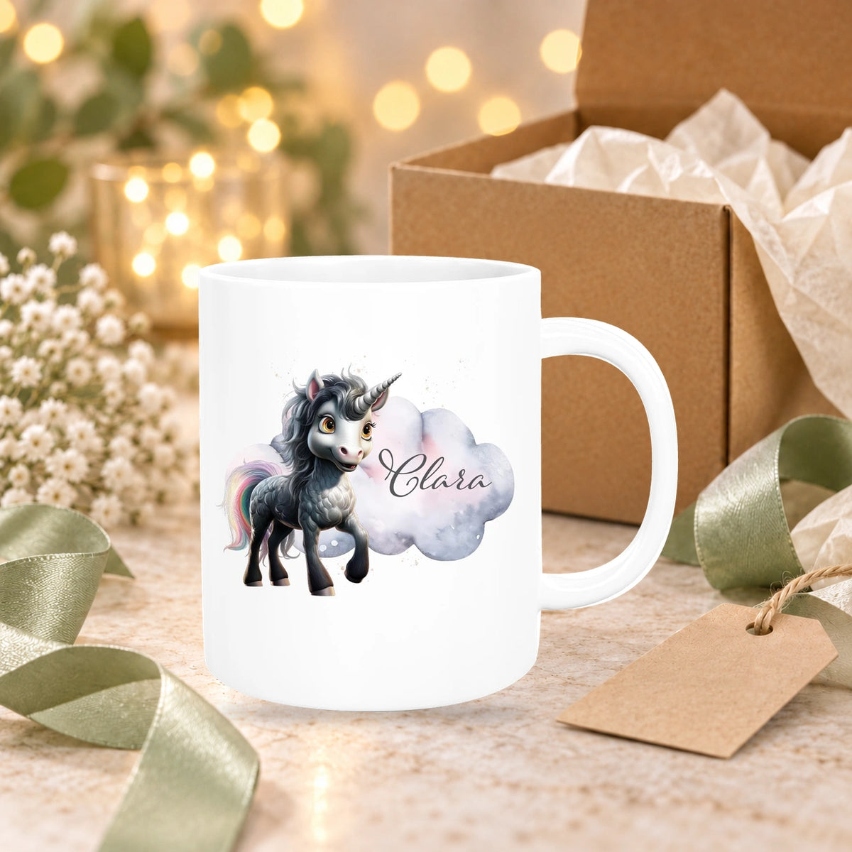 Tasse Einhorn 7 Wunschname Keramik Kinderbecher personalisiert versch. Farben