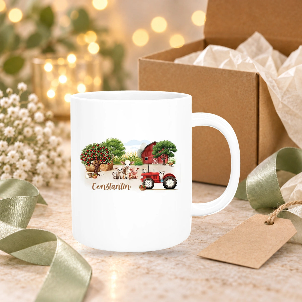 MUCKKI-PRO:198c5cda853c847e9527c7b1a9ca2ad4ab18fb4f06adacacca73d01e1a29854a:Tasse Wunschname Bauernhof 1 Keramik Kinderbecher personalisiert versch. Farben