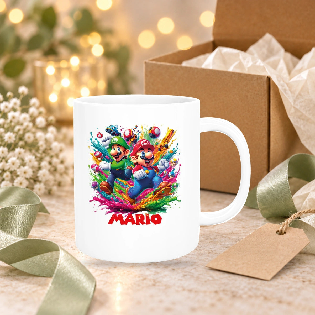 Tasse Wunschname Super-Mario 6 Keramik Kinderbecher personalisiert versch. Farben