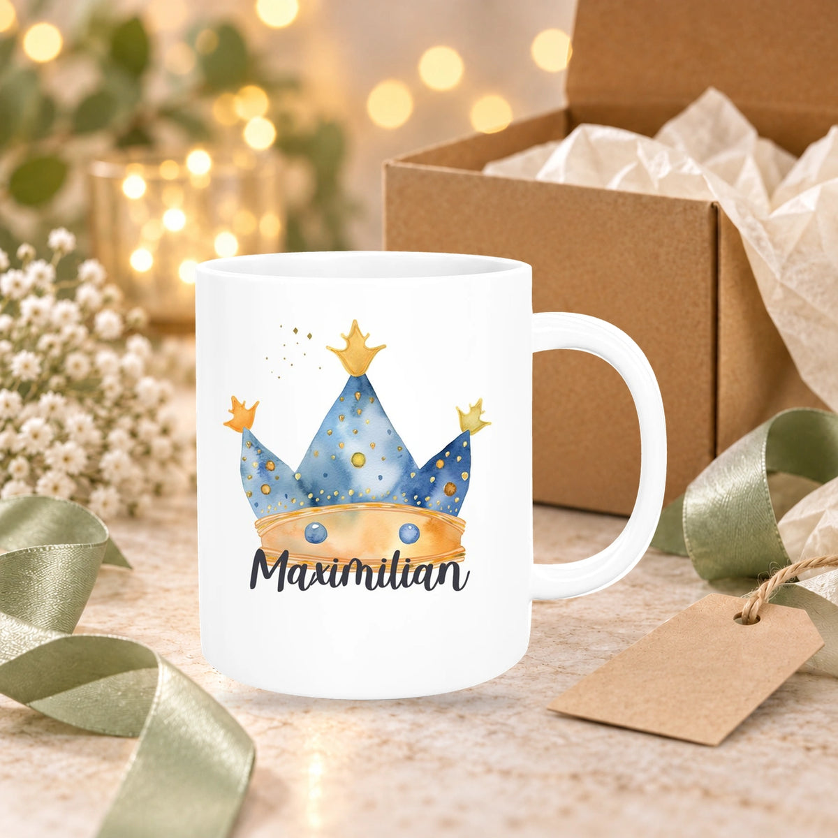 Tasse Prinz Krone 1 Wunschname Keramik Kinderbecher personalisiert versch. Farben