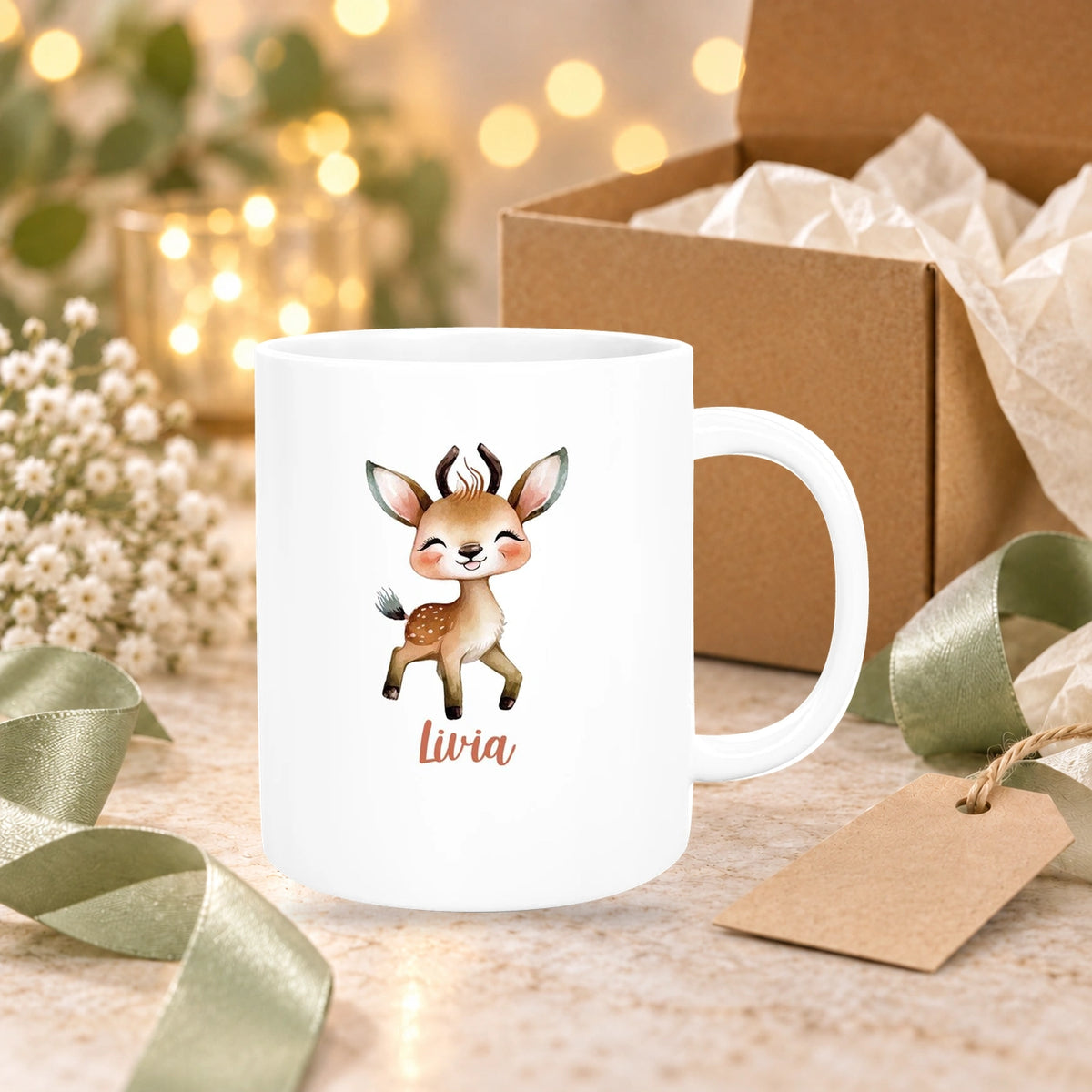 MUCKKI-PRO:e5d43f51f63e0c046387bfa1b4380fbfdaf241a92b9e22f22ce2d76553188d70:Tasse Wunschname Reh 1 Keramik Kinderbecher versch. Farben