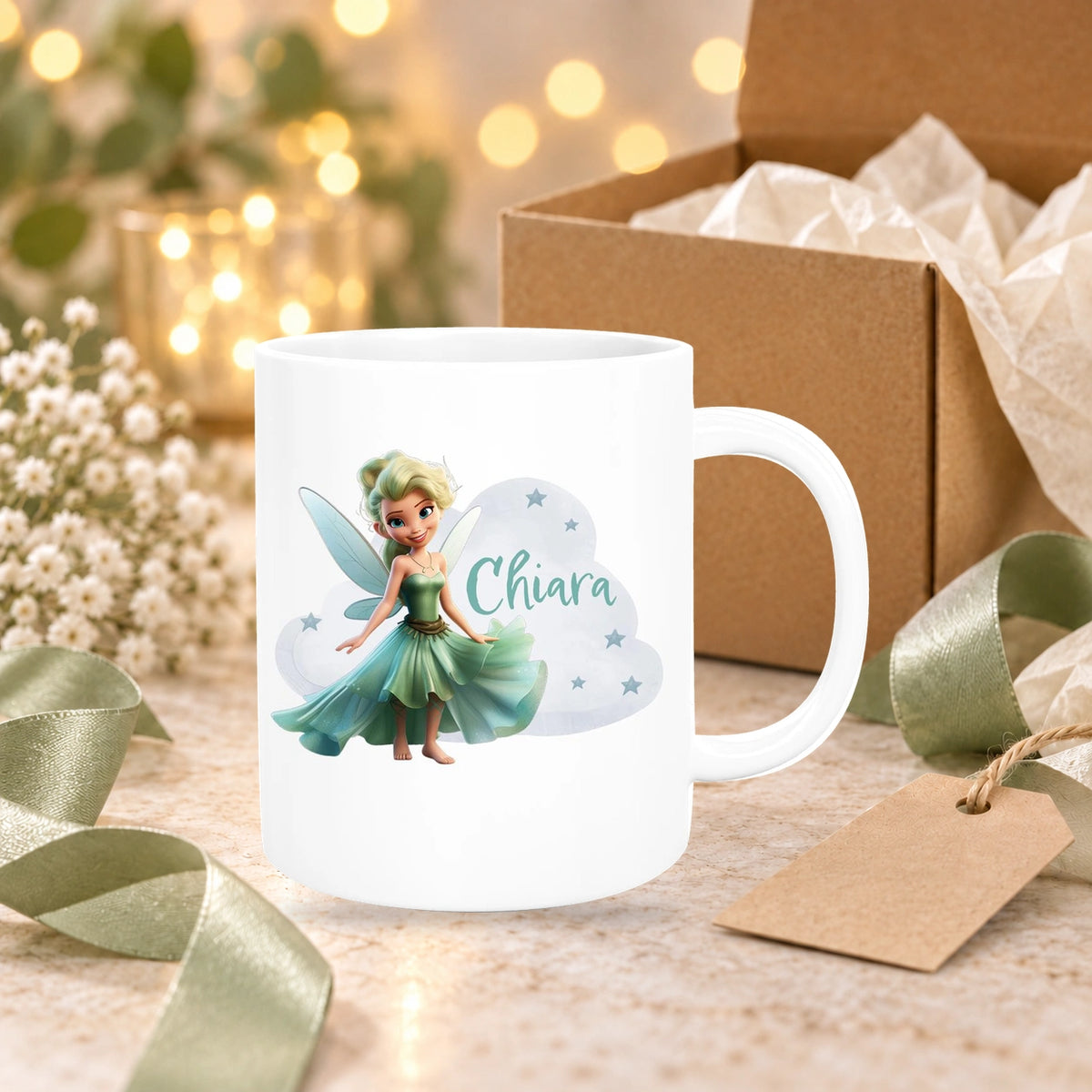 Tasse Fee 5 Wunschname Keramik Kinderbecher personalisiert versch. Farben