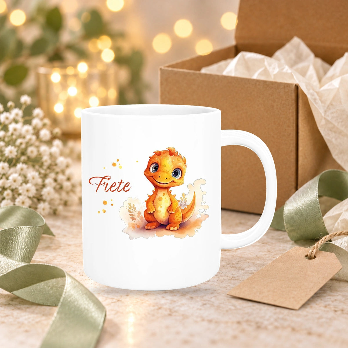 MUCKKI-PRO:82e8fdc4945118cec62dd9abcc92624179d89eb895532a6fa195cf4b0bd18b03:Tasse Dino 10 Wunschname Keramik Kinderbecher Personalisiert versch. Farben
