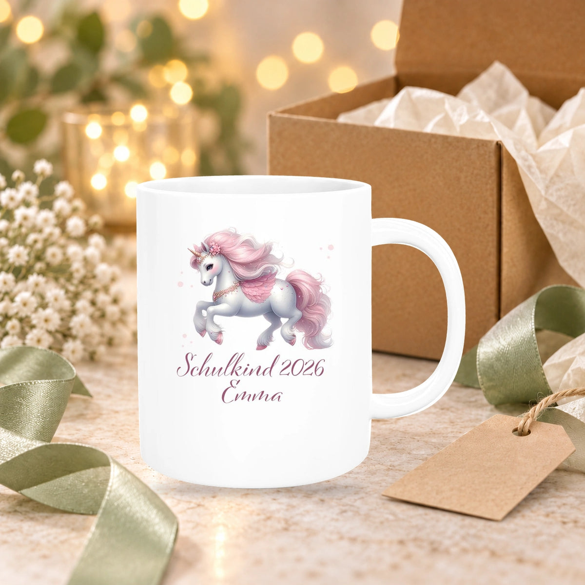 MUCKKI-PRO:f94ccccd901988869651ba39b897c4b755714e6b039d705cd56a9cb2fd2e783e:Tasse Schulkind 03 Wunschname Einhorn Keramik Kinderbecher Personalisiert versch. Farben
