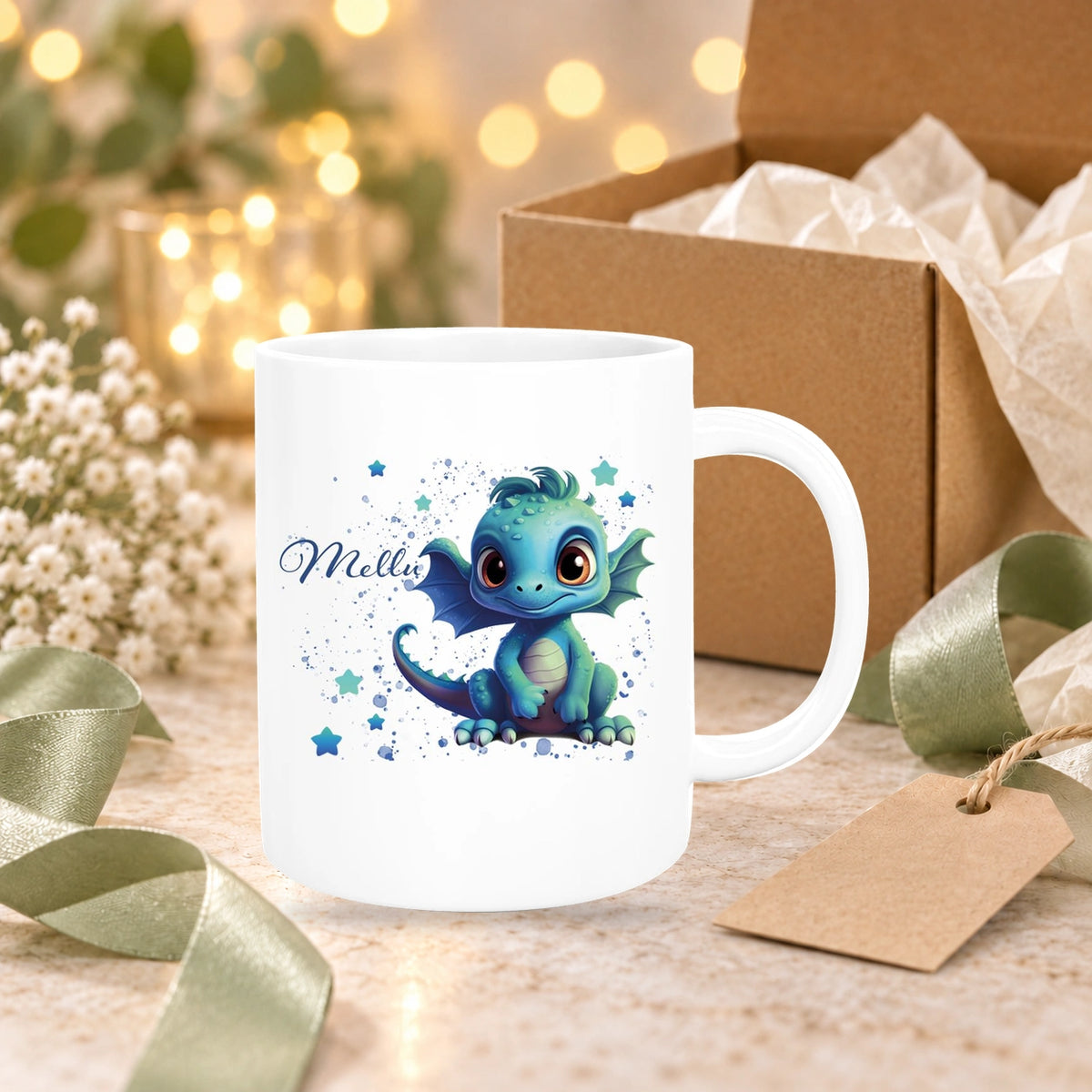 Tasse Wunschname Drache 2 Keramik Kinderbecher versch. Farben