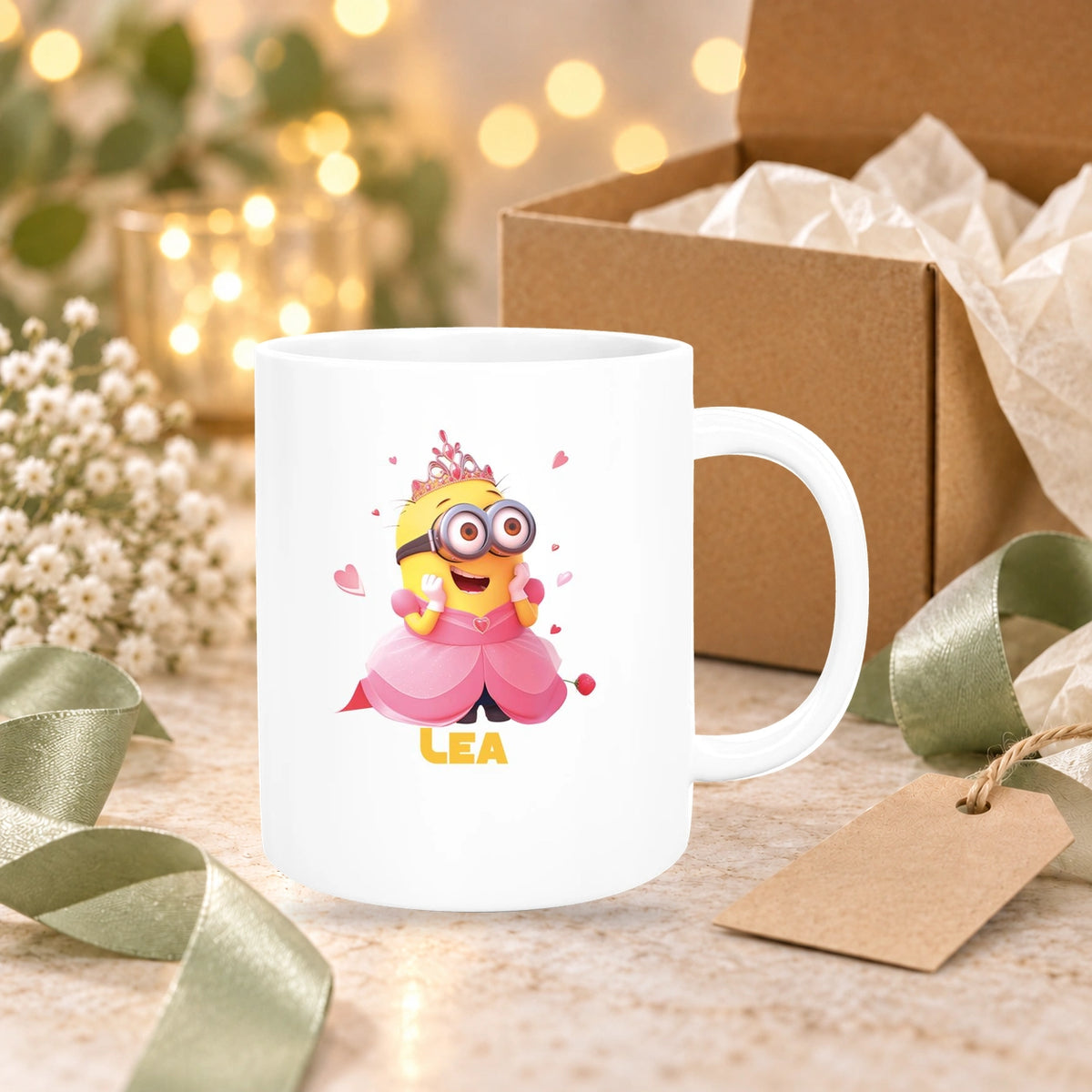 Tasse Minions Kinder Minion 7 Prinzessin Wunschname Keramik Kinderbecher personalisiert versch. Farben