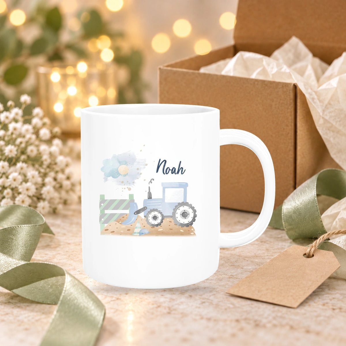 MUCKKI-PRO:795c626b0587e59ed4f945f869fc21ae92a9f26f870d1b0d6cb36b5ef3834e6c:Tasse Wunschname Baustelle Traktor 1 Keramik Kinderbecher versch. Farben
