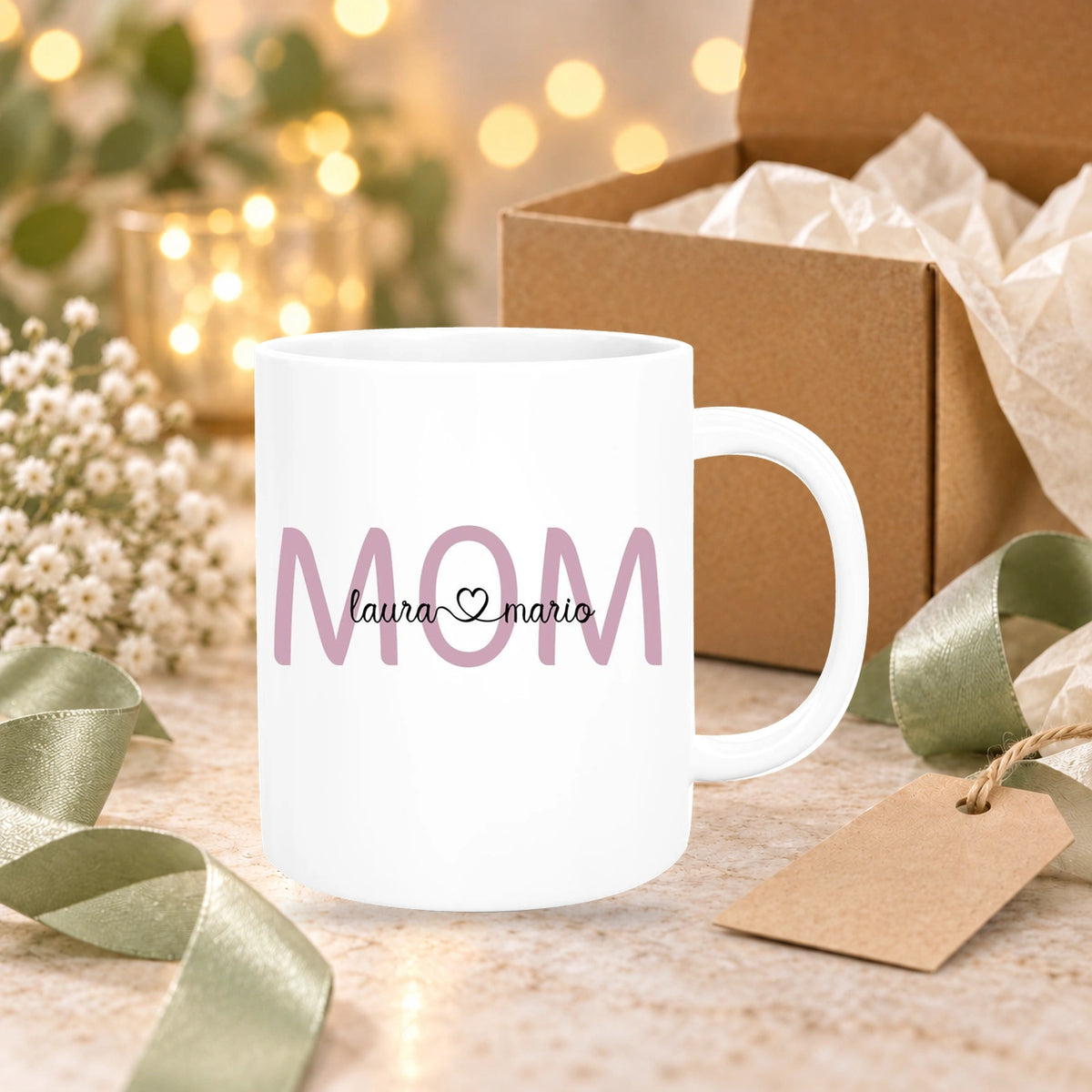 Tasse Muttertag 2 Wunschnamen Keramik Personalisiert versch. Farben