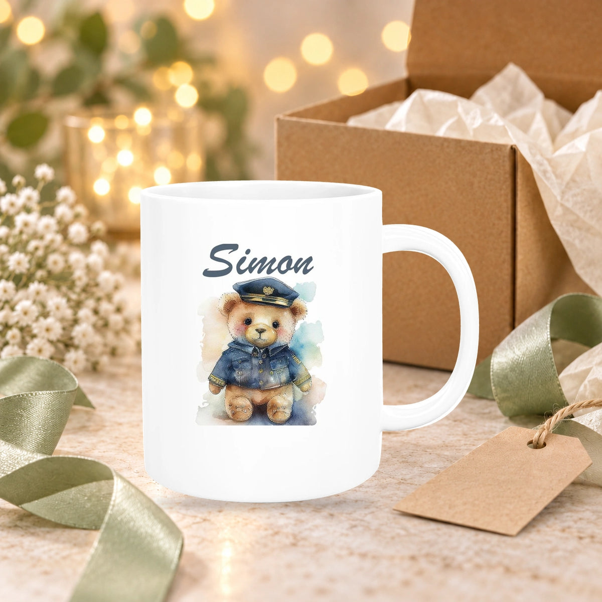 MUCKKI-PRO:4b65a7a6ee819b178bd5c58d91c2786050d319b98ff72e623cd56f3d47295f97:Tasse Polizei Teddy 1 Wunschname Keramik Kinderbecher personalisiert versch. Farben