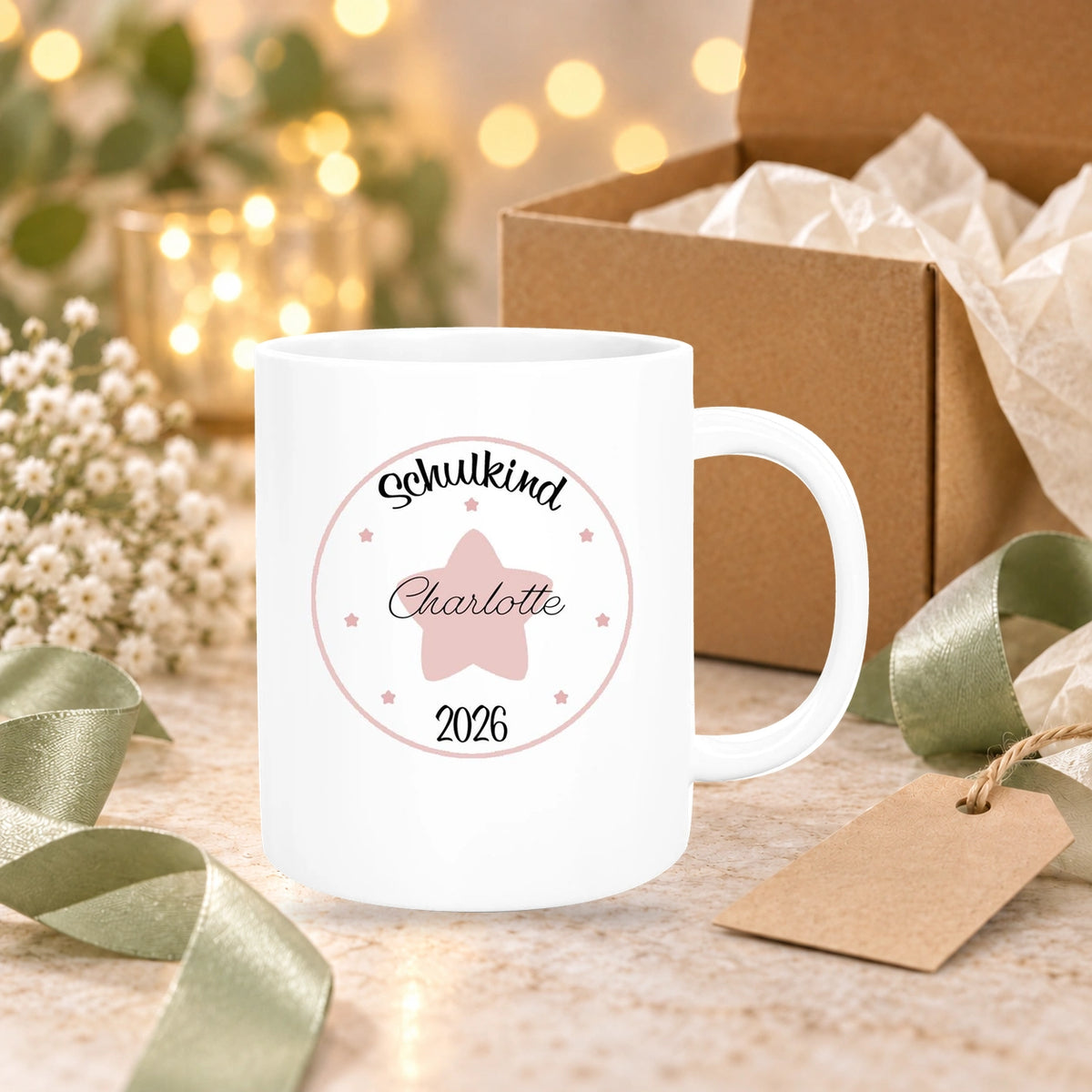 Tasse Schulkind 02 Wunschname Keramik Kinderbecher Personalisiert versch. Farben