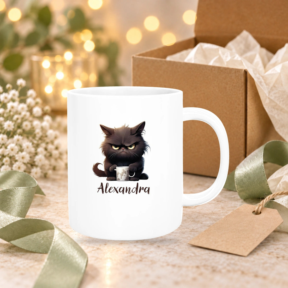 Tasse Katze Grumpy 1 Wunschname Keramik Kinderbecher personalisiert versch. Farben