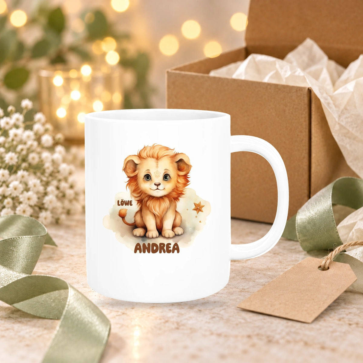 Tasse Sternzeichen Kinder Löwe 1 Wunschname Keramik Kinderbecher personalisiert versch. Farben