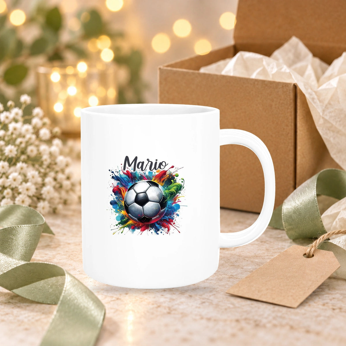 Tasse Wunschname Fußball 12 Personalisiert Keramik Kinderbecher versch. Farben