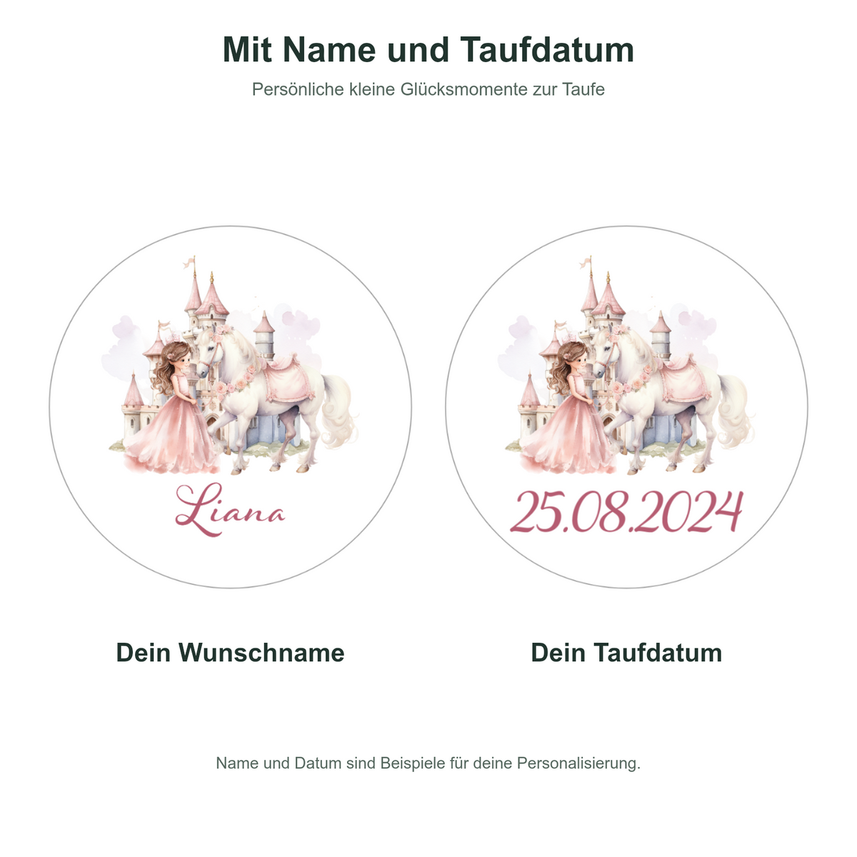 MUCKKI-PRO:2420468ed0fc180fcf63d7189539001108e0417c2619dcb2ce39bd9f585d2c4c:Muffinaufleger Taufe Prinzessin 2 – 12 Stück à 6 cm mit Name und Taufdatum