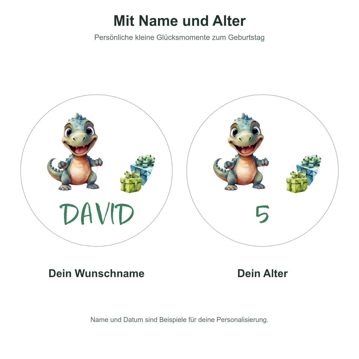 MUCKKI-PRO:db1f771c1e30e2ae279f1b06e732171dbb75da35268b0cbdcf9c809965043aec:Muffinaufleger Geburtstag Dino 5 – 12 Stück à 6 cm mit Name und Alter