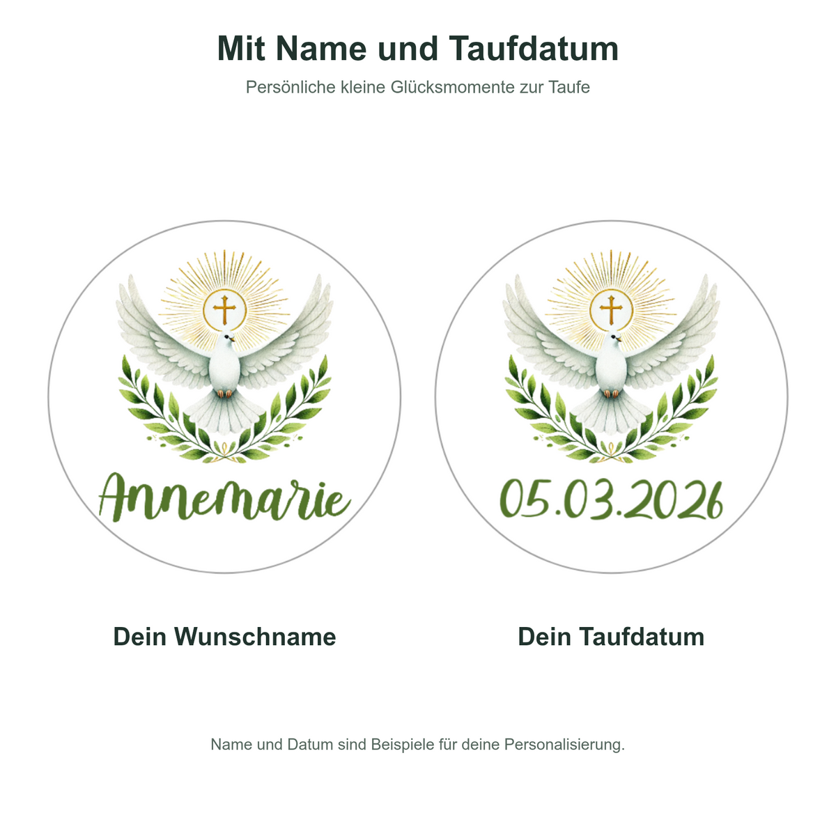 MUCKKI-PRO:38831299f8842002fb33bc0026e8e66a0727a974e068ff1f7f88217429c71f23:Muffinaufleger Taufe Heiliger Geist 1 – 4 cm (20 Stück) oder 6 cm (12 Stück) mit Name und Taufdatum
