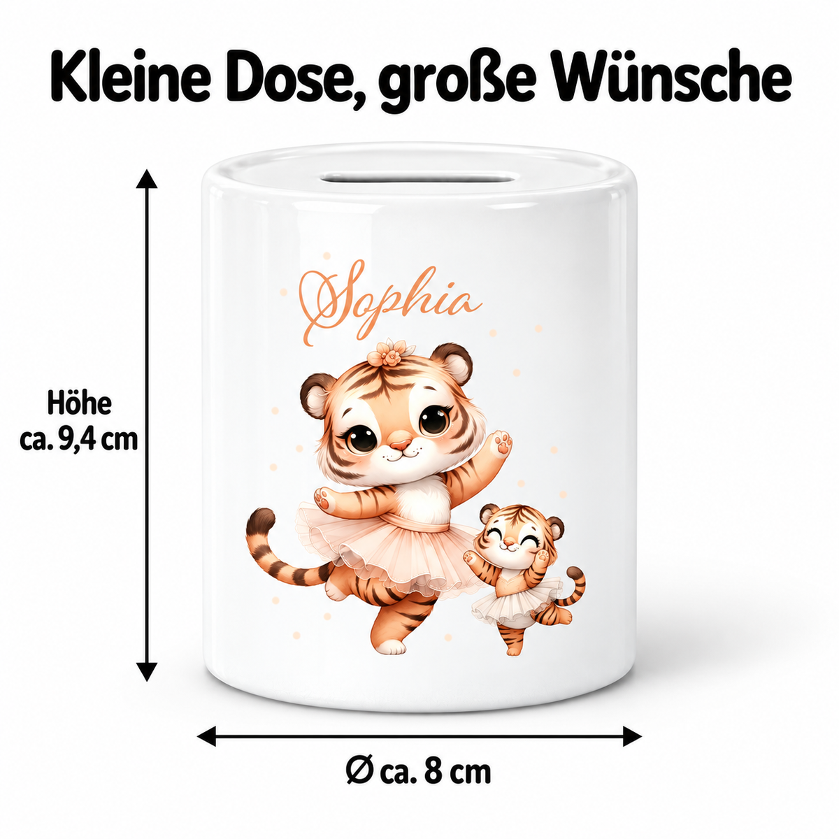 MUCKKI-PRO:5202954a0594cbd5d736a16b3be2e9359b108713965ed7eac86197b69f0182eb:Spardose mit Wunschname Tiger 2 personalisiert