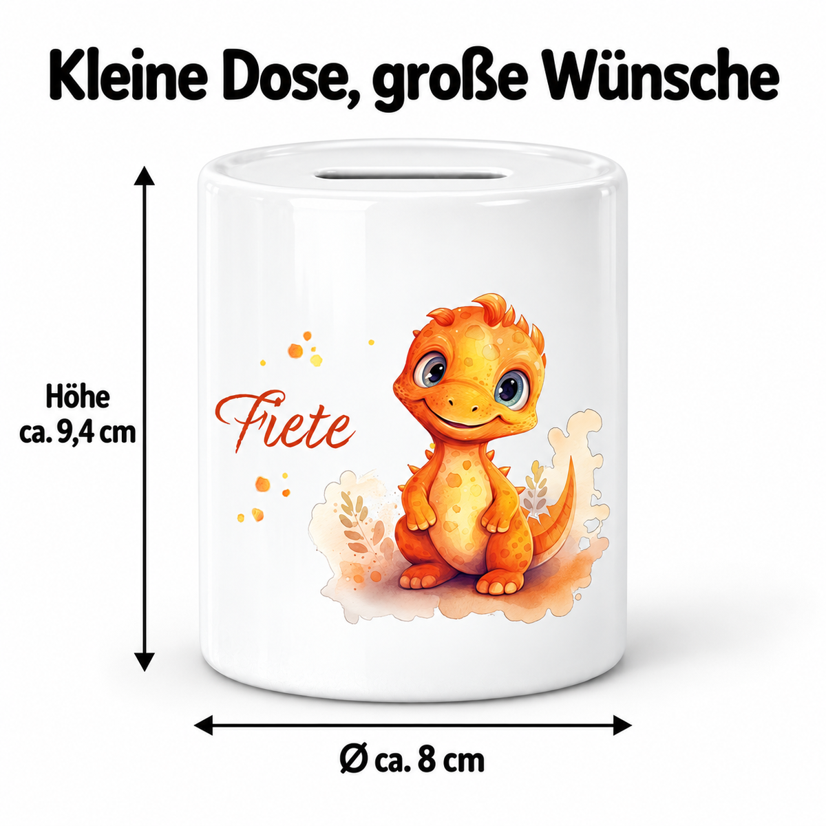 MUCKKI-PRO:db7d5f4ac0cfd59fc7e27e1728015433e90e6b6d8d0eefeeae832e820c9e8455:Spardose mit Wunschname Dino 10 personalisiert