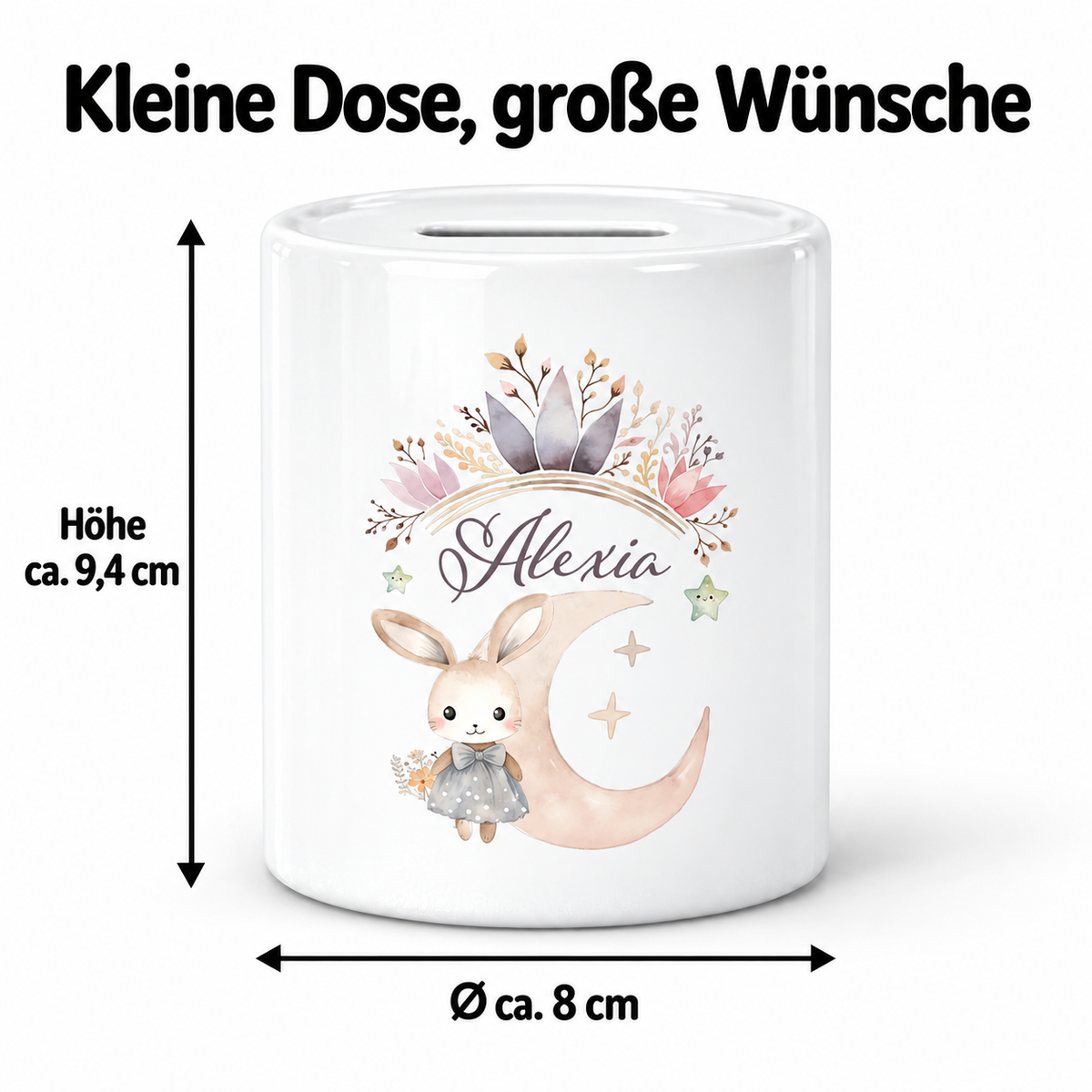 MUCKKI-PRO:0c2b002fcace841578bc58b8751e7b0df7d986ca6be942449cd89340d5714cc6:Spardose Hase Wunschname personalisiert
