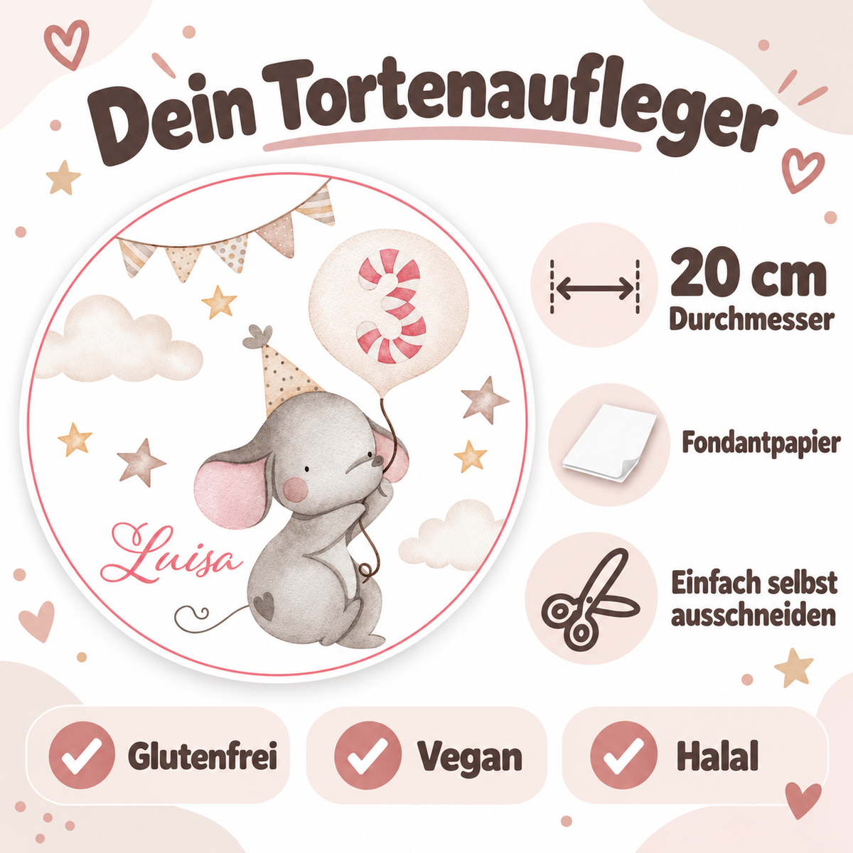 MUCKKI-PRO:0172506feb5b4176fcc8d46a9b0ea1be04605cec1db1422703ecfb8eb03ac084:Tortenaufleger Geburtstag Maus 1 Name & Zahl (20cm)