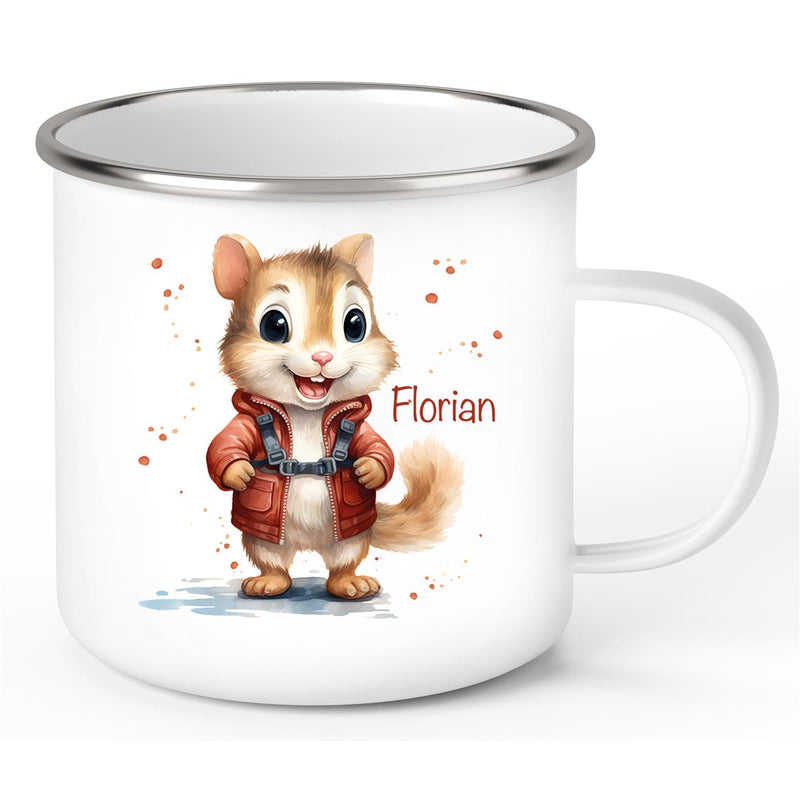 Tasse Wunschname Chipmunk 1 Emaille Kinderbecher personalisiert