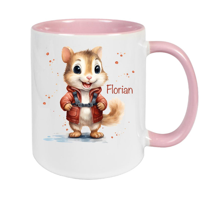 Tasse Wunschname Chipmunk 1 Keramik Kinderbecher personalisiert versch. Farben