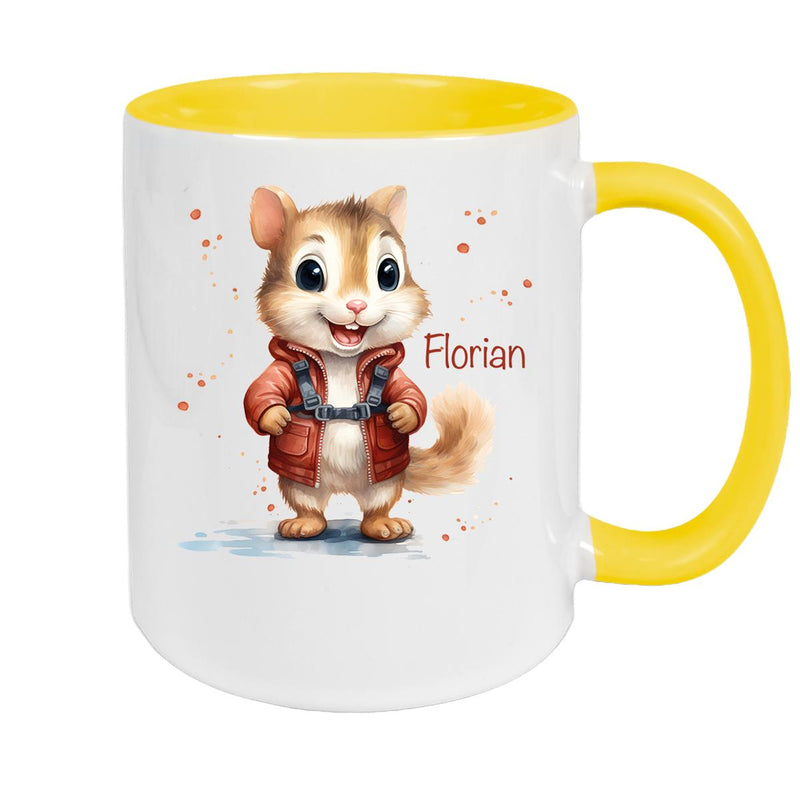 Tasse Wunschname Chipmunk 1 Keramik Kinderbecher personalisiert versch. Farben