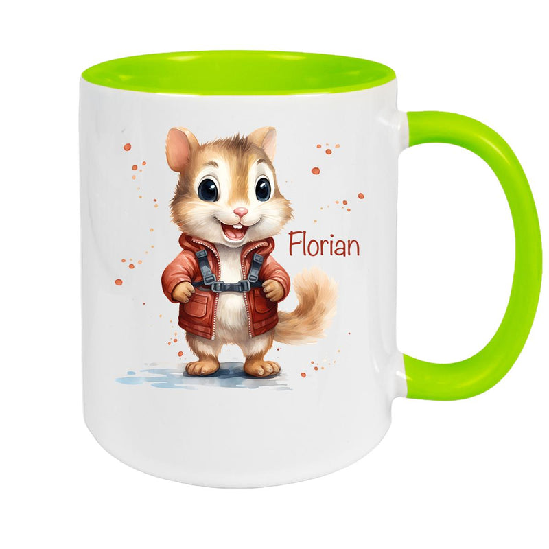 Tasse Wunschname Chipmunk 1 Keramik Kinderbecher personalisiert versch. Farben