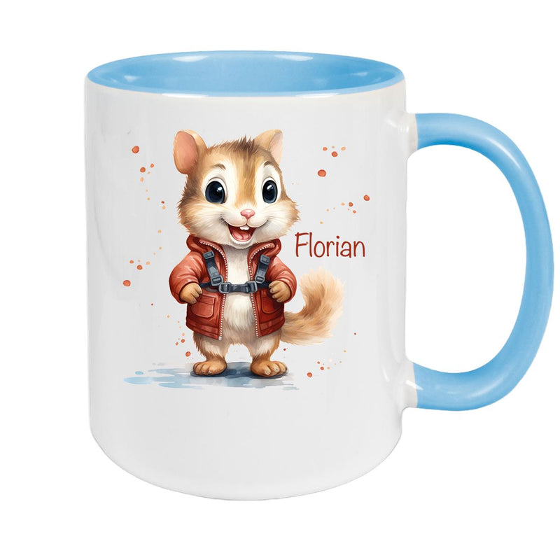 Tasse Wunschname Chipmunk 1 Keramik Kinderbecher personalisiert versch. Farben