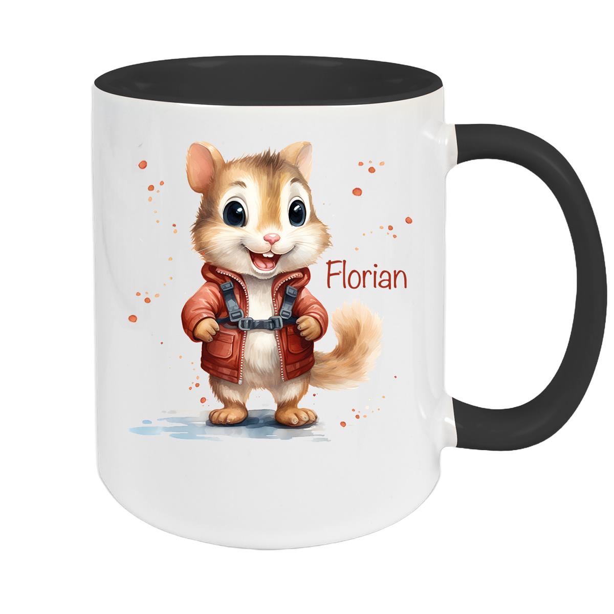 Tasse Wunschname Chipmunk 1 Keramik Kinderbecher personalisiert versch. Farben